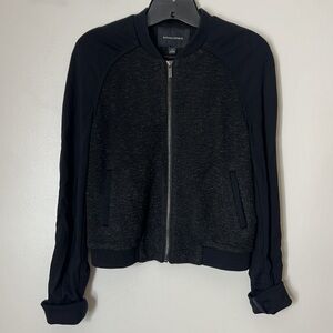 BANANA REPUBLIC - SIZE 0 SOFT STRETCH SLEEVE FULL ZIP TWEED LIKE BODY JACKET EUC